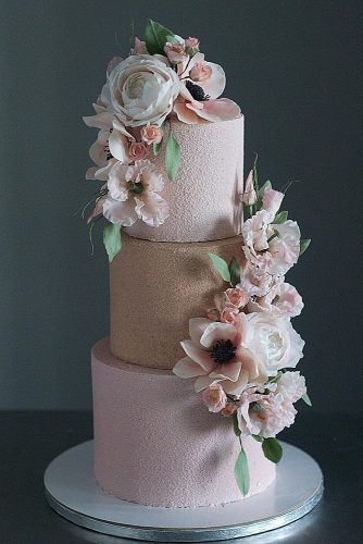 wedding cakes pictures powder pink with flowers lyubov ki via instagram