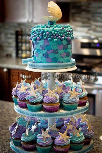 mermaid chocolate wedding-cupcakes-with-stunning-cake on the top cakecentral