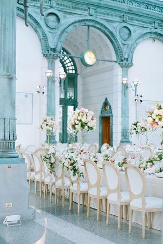 wedding venue flower decoration table flower decor museum Elizabeth Messina