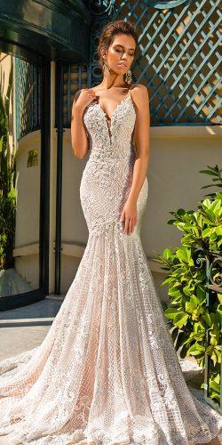 2017 crystal design wedding dresses spaghetti neckline beading mermaid silhouette