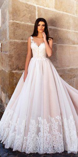 blush lace illusion neckline a line wedding dresses by crystal design