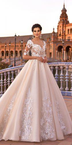 crystal design 2017 wedding dresses with sleeves a line silhouette with 3d floral appliqued gemma