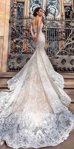 crystal design 2016 mermaid spaghetti neckline lace wedding dresses