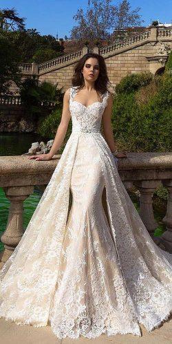lace embroidered detailing sweetheart neckline and overskirt bridal dresses crystal design 2016 collection 