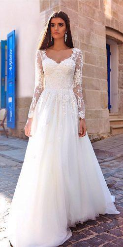 lace long sleeves sweetheart tulle skirt wedding dresses by crystal design
