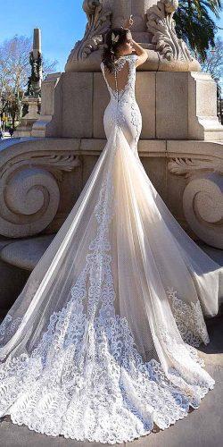 open back lace wedding dresses with train crystal design best 2016 collection