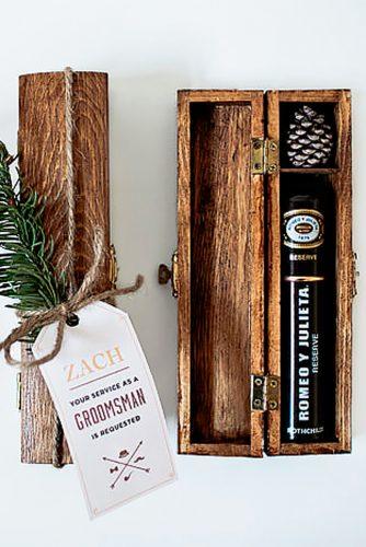 cigar in wood box groomsmen proposal ideas artist craftsman