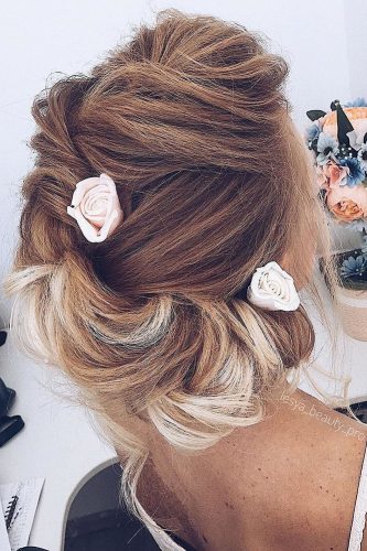 ombre wedding hairstyles updo with roses lesya beauty pro