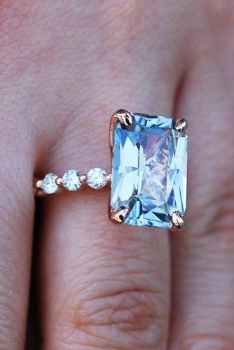 Verlobungsringe im Smaragdschliff Pflasterband Solitaire Roségold