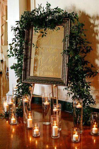 mirror wedding idea mirror wedding sign with greenery and candles
