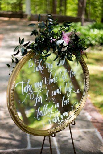 mirror wedding idea round mirror wedding signs with flower decor