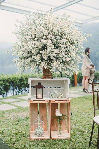 wooden crates wedding ideas lush white bouquet on wooden boxes festejos love via facebook
