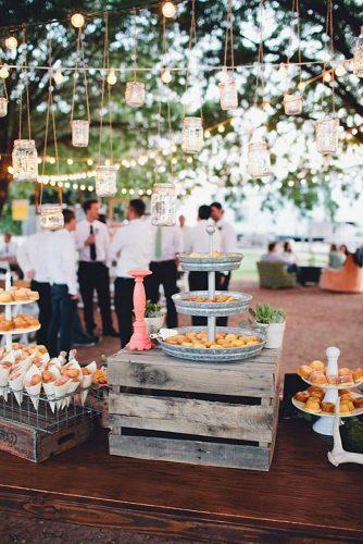 wooden crates wedding ideas stand for a dessert table over a table hung jars with candles cami parker