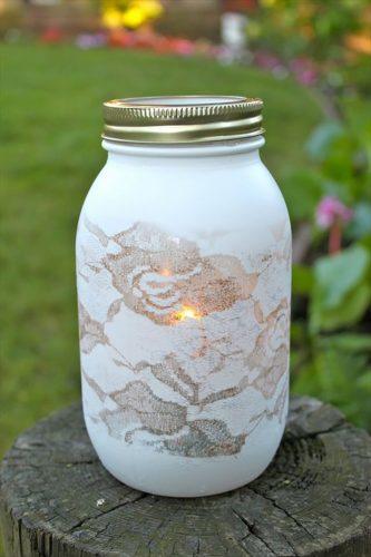 mason jars wedding centerpieces with-lace-effect michaela noelle designs