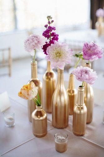 wedding centerpieces flowers bottles sara and rocky