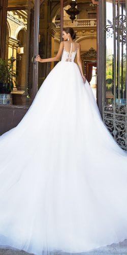ball gown illusion back wedding dresses with train