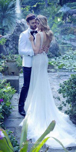 open low back embellished bodice wedding dresses with train by alessandro angelozzi