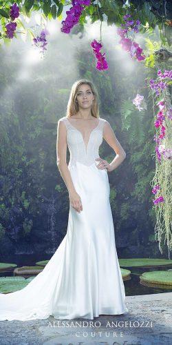 v neckline embellished bodice satin skirt wedding dresses by alessandro angelozzi