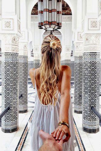 best honeymoon spots idea girl hold his hand and in palace marrakech
