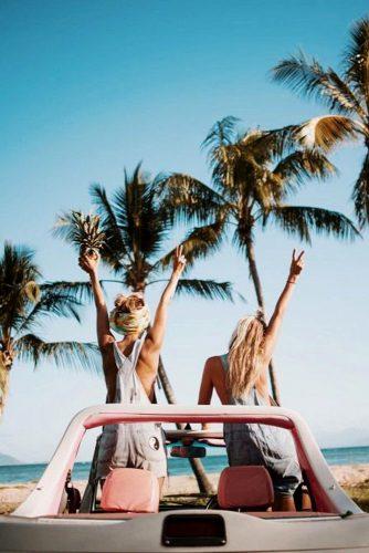 best honeymoon spots california beach two girls in a car