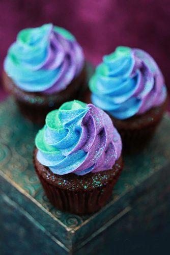 chocolate wedding cupcakes-with-stunning ombre topper sugar fairy