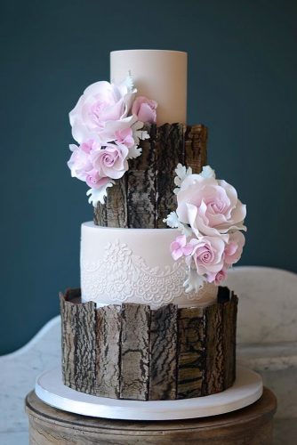 woodland themed wedding cakes elegant wooden and white cake with patterns ben fullard via instagram