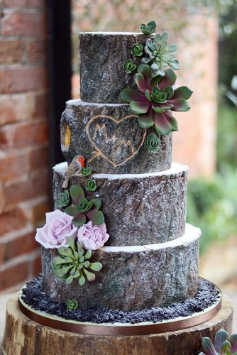 woodland themed wedding cakes with succulents pink roses and a bird ben fullard via instagram
