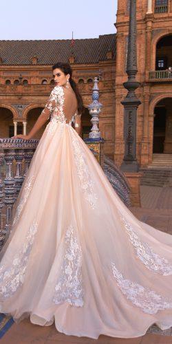 crystal design 2017 wedding dresses collection a line ivory wedding gown with low back and lace handmade decor on the top and skirt with sleeves gemma