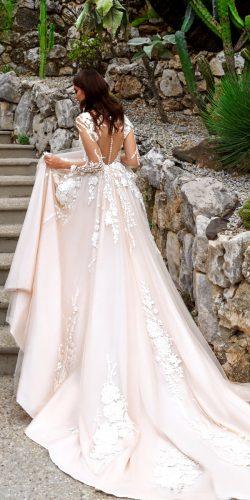 crystal design 2017 wedding dresses collection satin and mesh a line wedding dress with lace flowers low back sleeves aniya