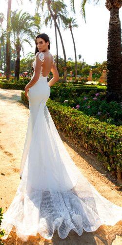 crystal design 2017 wedding dresses collection satin mermaid open back bridal gown with mesh and lace top elle