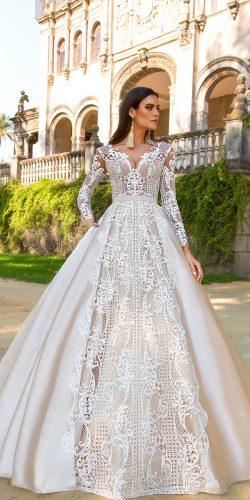 crystal design 2017 wedding dresses collection sheath bridal gowns with lace long sleeve v neck ohara