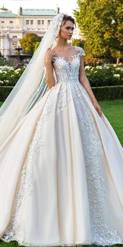 crystal design wedding dresses lace blush ball gown sweetheart neckline with cap sleeves royce