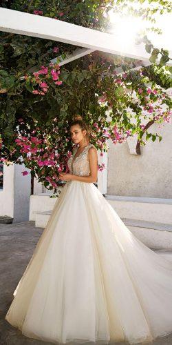 deep v neck embellished bodice ball gown wedding dresses by eva lendel