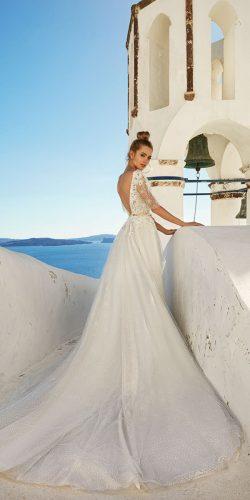 lace open back bridal gowns with sleeves and train eva lendel 2017 wedding collection