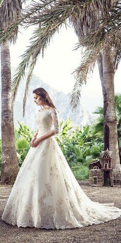 a line lace organza bridal dresses with sleeves