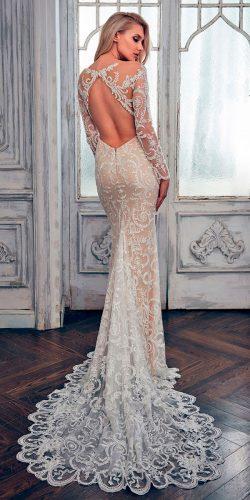 lace mermaid open back with train calla blanche wedding dresses