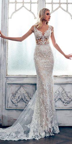 lace mermaid v neckline with train calla blanche wedding dresses