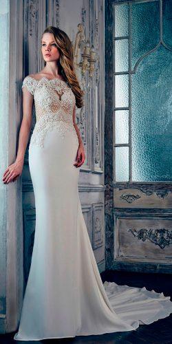 mermaid lace sweetheart off shoulder calla blanche wedding dresses