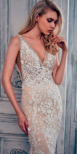 mermaid lace v neckline calla blanche wedding dresses