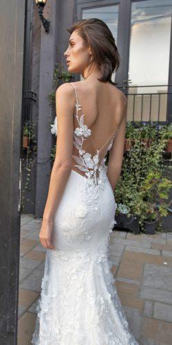 floral appliques open back -spaghetti straps riki dalal 2018 wedding dresses