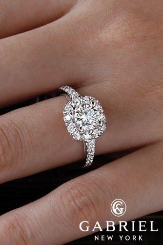 gabriel co engagement rings floral halo round cut diamond pave band ER14501