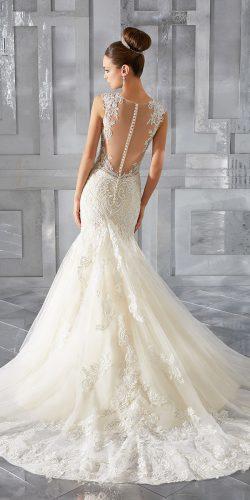 lace bodice illusion bac fit and flare wedding dresses mori lee