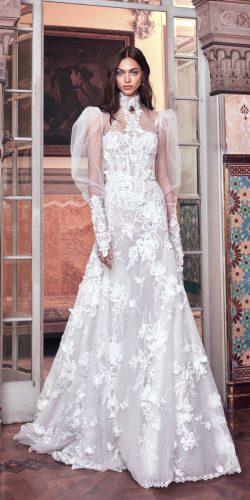 lace strapless gown high neck embroided with crystals flowers galia lahav 2018 wedding dresses style laura