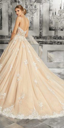 mori lee wedding dresses ball gown with lace floral appliques spaghetti straps