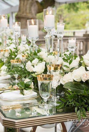 wedding centerpieces white green flowers candles rachelaclingen