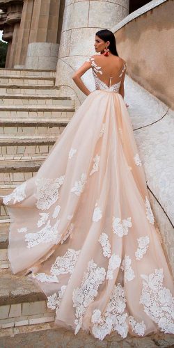 milla nova wedding dresses a line illusion back cap sleeves lace