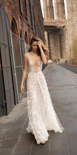 berta 2018 wedding dresses straight plunging deep v neckline with straps