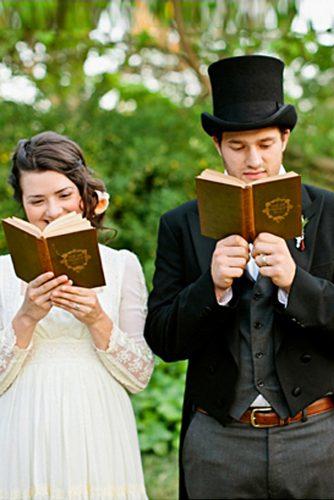 themed wedding photos pride and prejudice bride and groom reading shannon morse