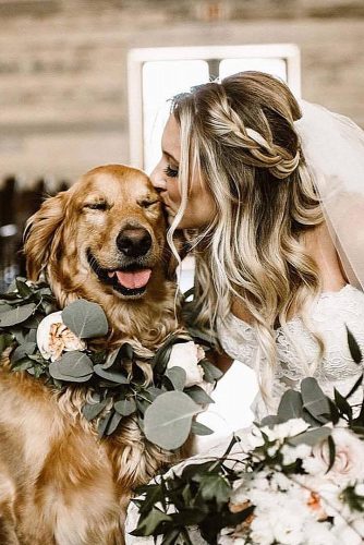 wedding pets bride with dog with flower julietcharms