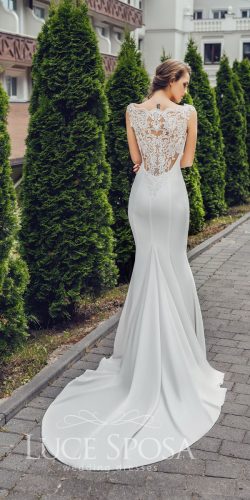 luce sposa wedding dresses fit and flare backless lace cap sleeves